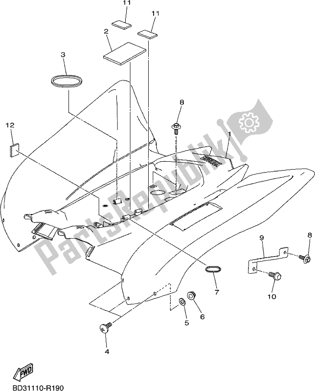 All parts for the Rear Fender of the Yamaha YFM 90R 2017