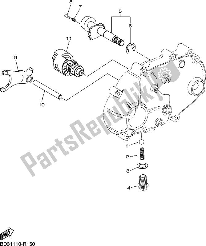 All parts for the Shift Cam & Fork of the Yamaha YFM 90R 2017