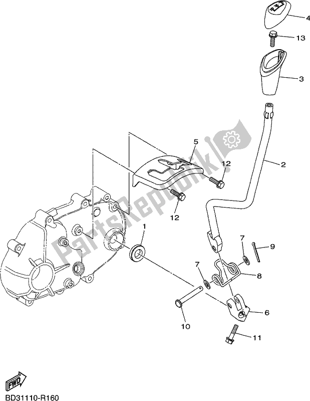 All parts for the Shift Shaft of the Yamaha YFM 90R 2017