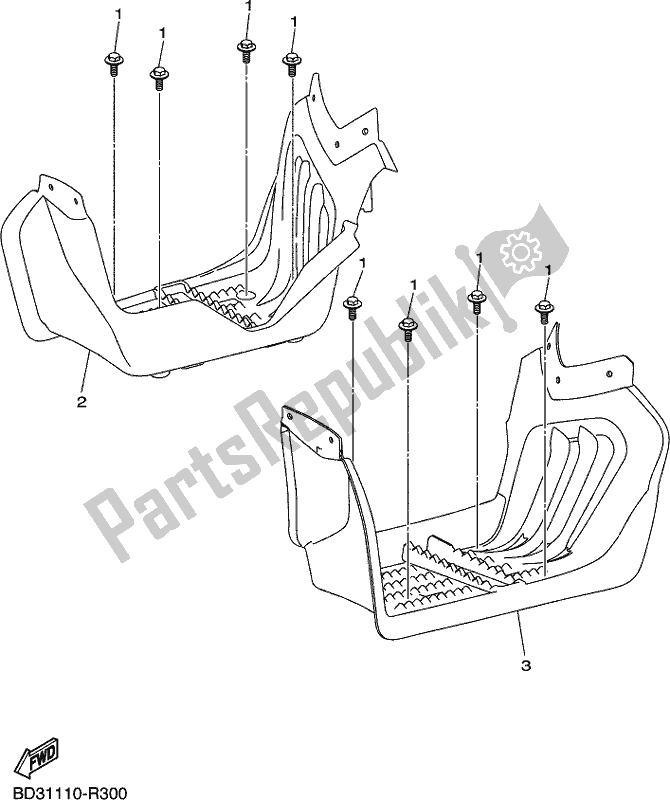 All parts for the Stand & Footrest of the Yamaha YFM 90R 2017