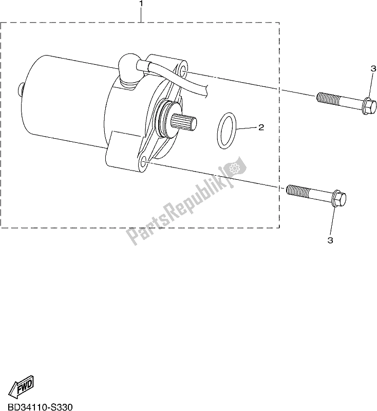 All parts for the Starting Motor of the Yamaha YFM 90R 2017