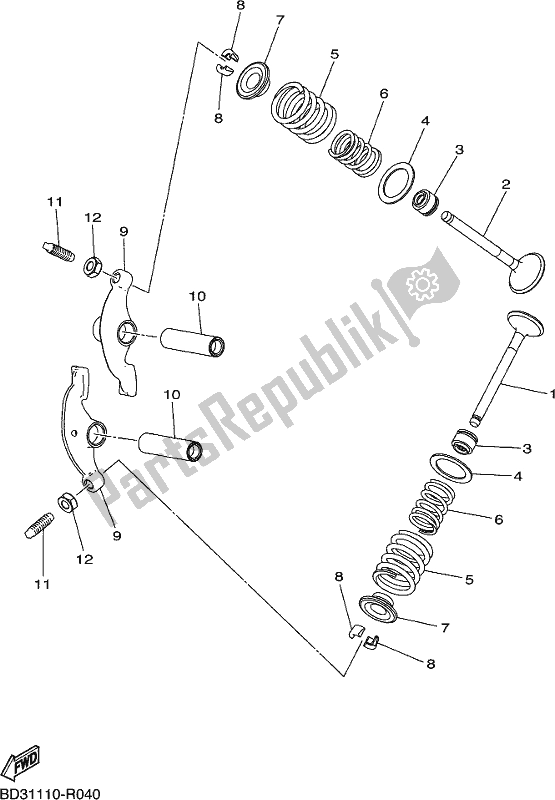 All parts for the Valve of the Yamaha YFM 90R 2017