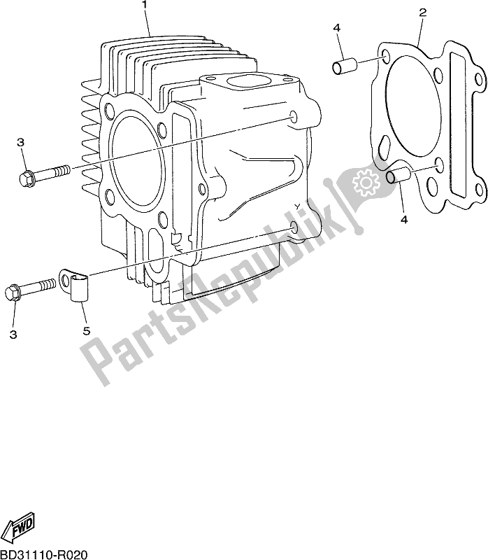 All parts for the Cylinder of the Yamaha YFM 90R 2018