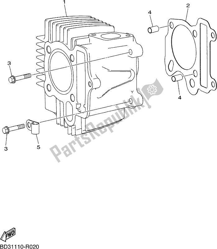 All parts for the Cylinder of the Yamaha YFM 90R 2020