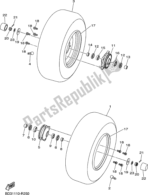 Wszystkie części do Przednie Ko? O Yamaha YFM 90R 2020