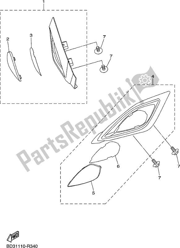 All parts for the Headlight of the Yamaha YFM 90R 2020