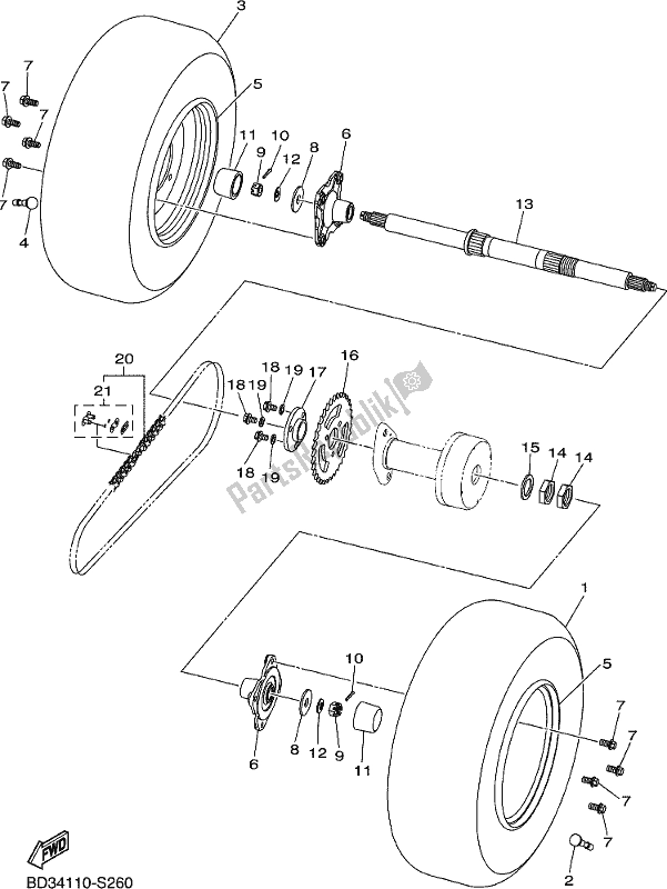 Wszystkie części do Tylna O? I Ko? O Yamaha YFM 90R 2020