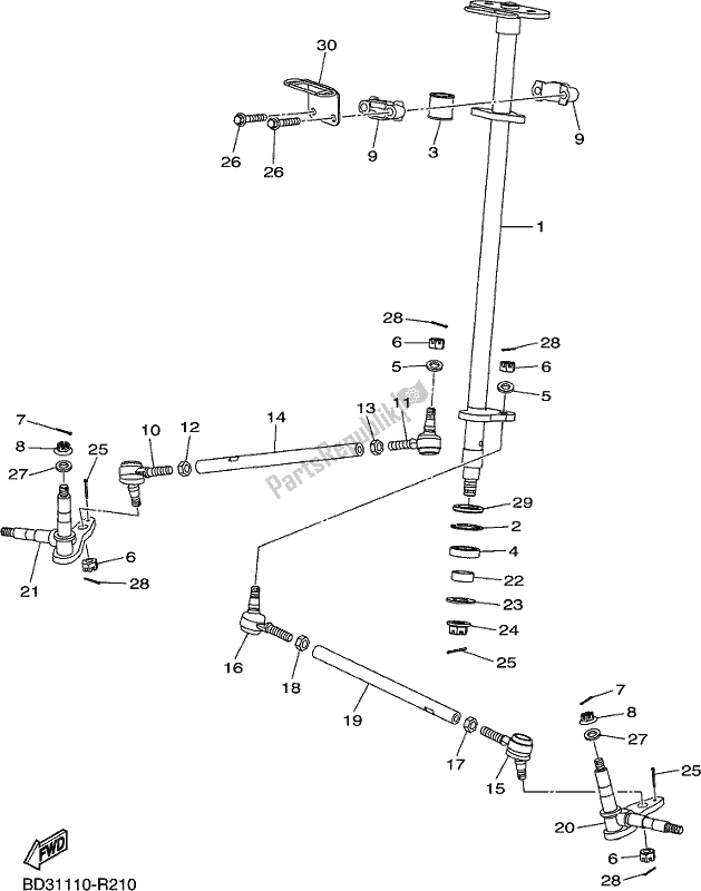 All parts for the Steering of the Yamaha YFM 90R 2020