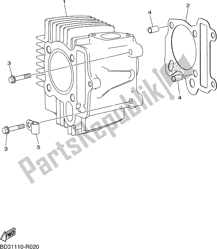 All parts for the Cylinder of the Yamaha YFM 90 RYX 2019