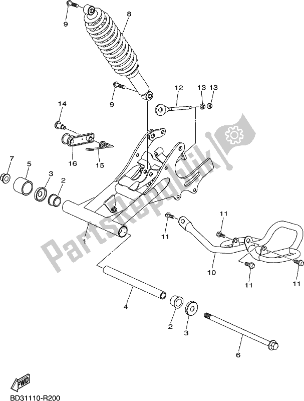 All parts for the Rear Arm of the Yamaha YFM 90 RYX 2019