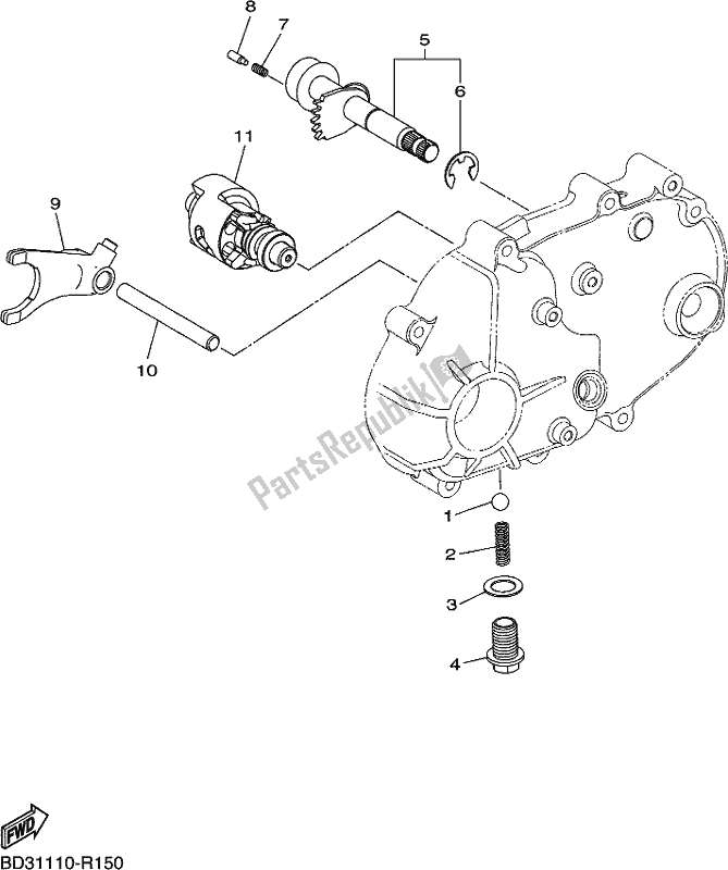 All parts for the Shift Cam & Fork of the Yamaha YFM 90 RYX 2019