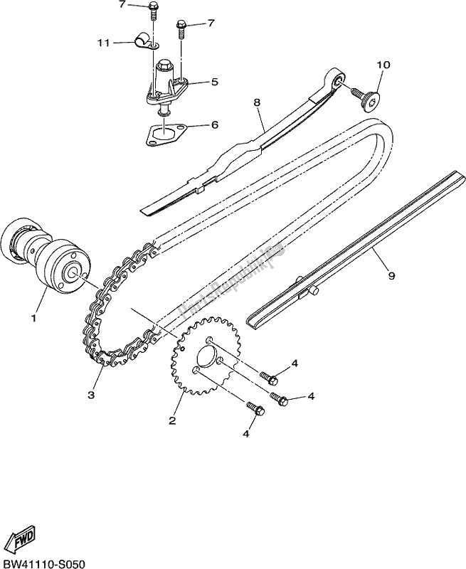 All parts for the Camshaft & Chain of the Yamaha YFM 90 RYX 2021