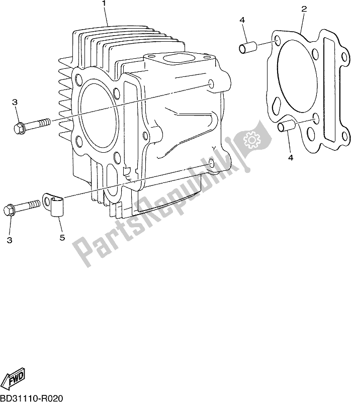 All parts for the Cylinder of the Yamaha YFM 90 RYX 2021