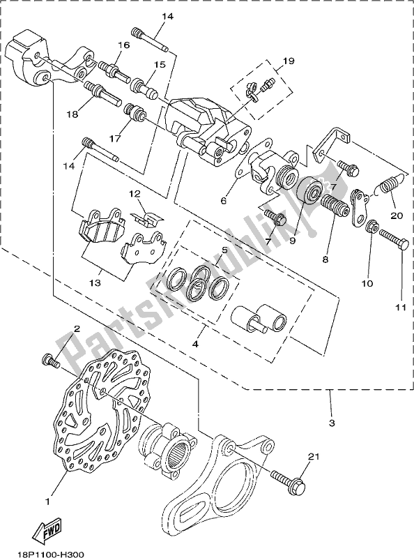 Tutte le parti per il Pinza Freno Posteriore del Yamaha YFZ 450R 2017