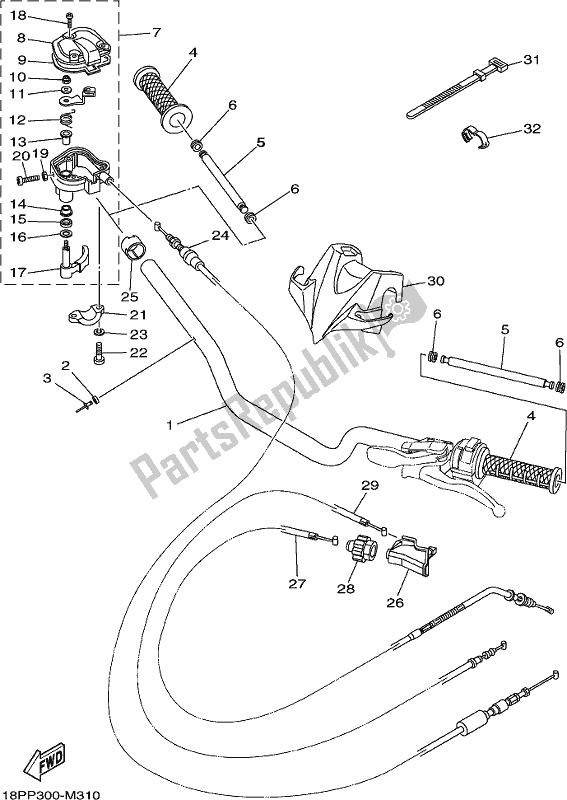 Wszystkie części do Uchwyt Kierownicy I Kabel Yamaha YFZ 450R 2017