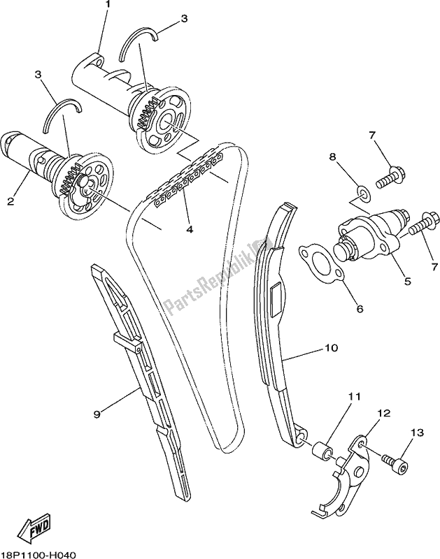 All parts for the Camshaft & Chain of the Yamaha YFZ 450R 2021