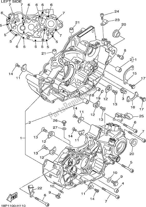 All parts for the Crankcase of the Yamaha YFZ 450R 2021