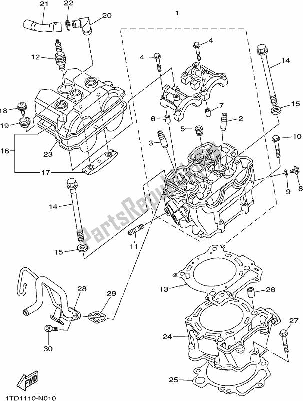 Alle onderdelen voor de Cilinder van de Yamaha YFZ 450R 2021