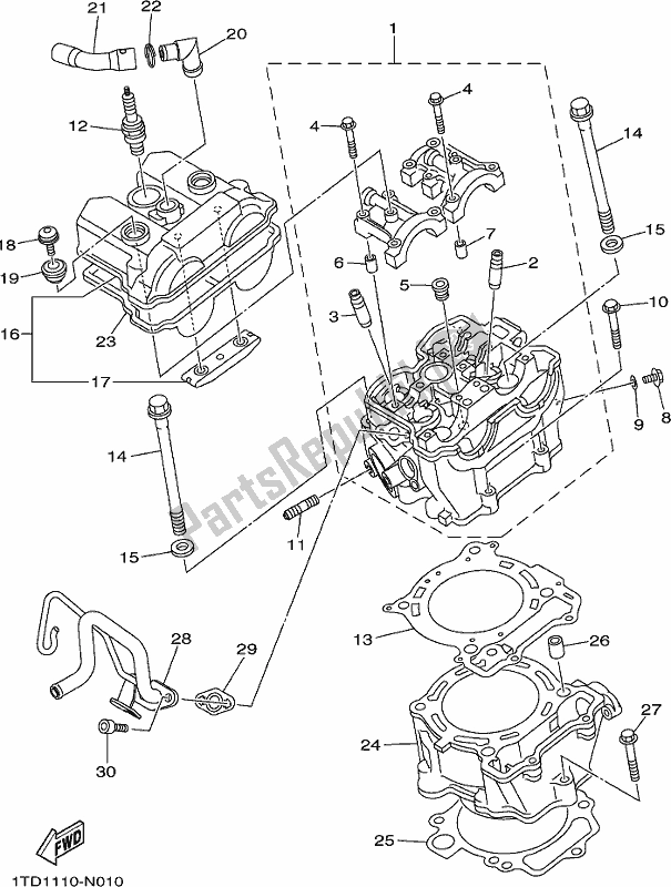 All parts for the Cylinder of the Yamaha YFZ 450R 2021