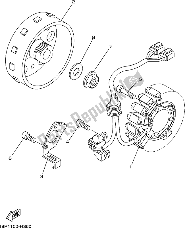 Alle onderdelen voor de Generator van de Yamaha YFZ 450R 2021
