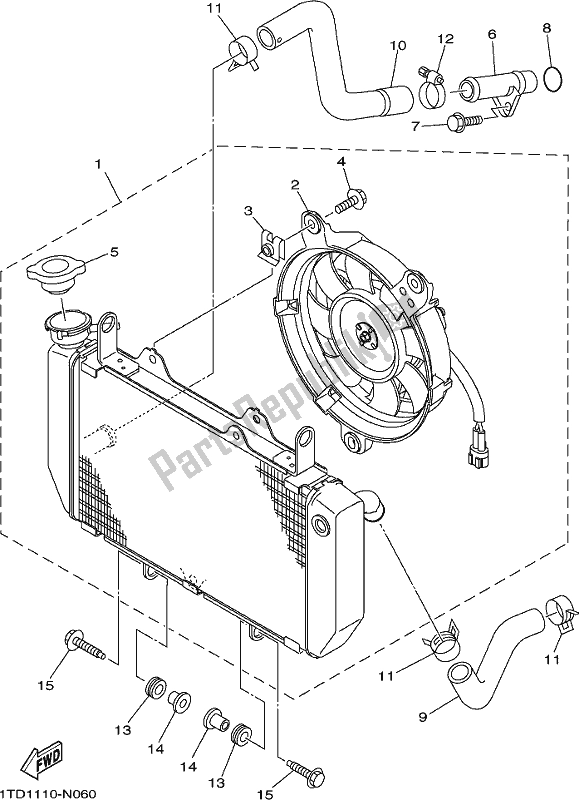 Alle onderdelen voor de Radiator Slang van de Yamaha YFZ 450R 2021