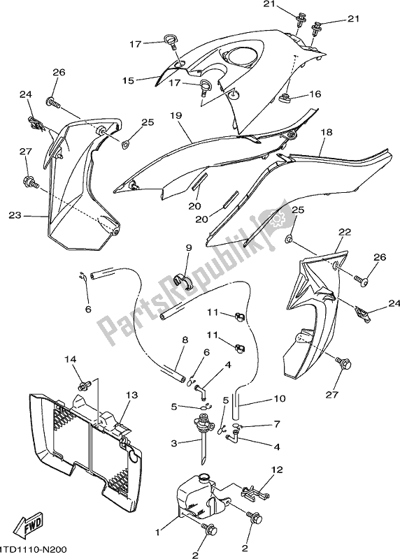 All parts for the Side Cover of the Yamaha YFZ 450R 2021