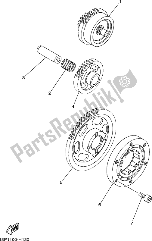 All parts for the Starter of the Yamaha YFZ 450R 2021