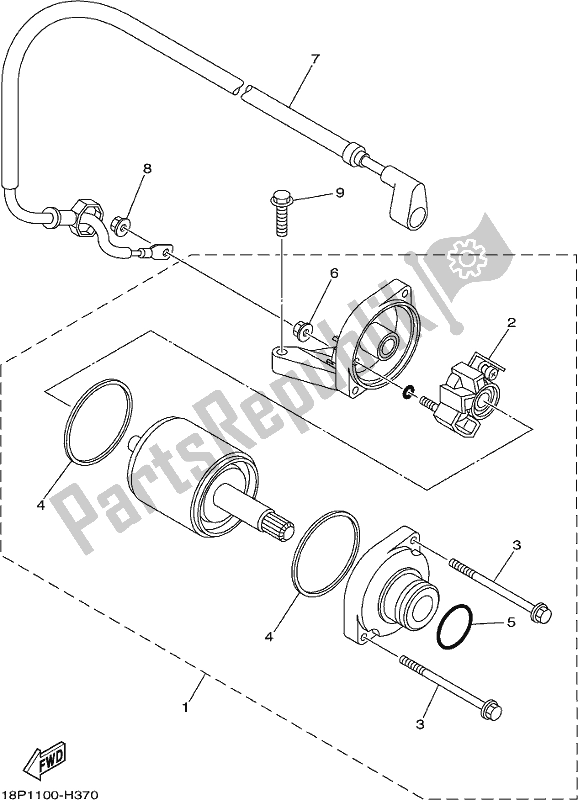 All parts for the Starting Motor of the Yamaha YFZ 450R 2021