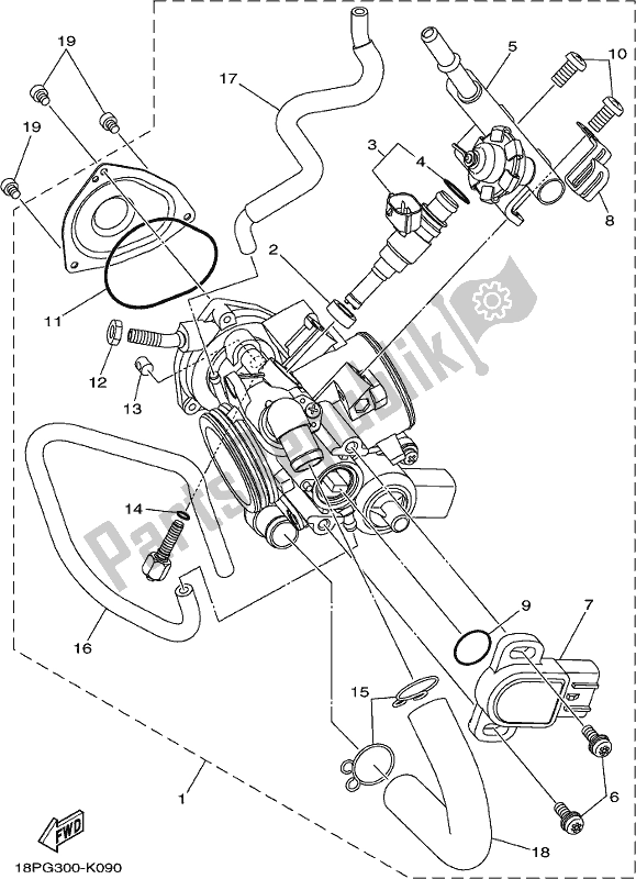 Alle onderdelen voor de Gasklephuis 1 van de Yamaha YFZ 450R 2021