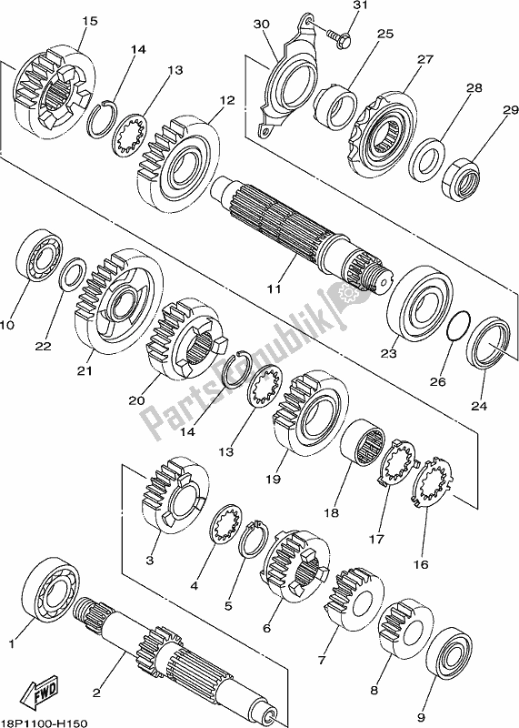 All parts for the Transmission of the Yamaha YFZ 450R 2021