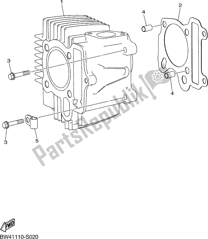 Alle onderdelen voor de Cilinder van de Yamaha YFZ 50 YYX 2017