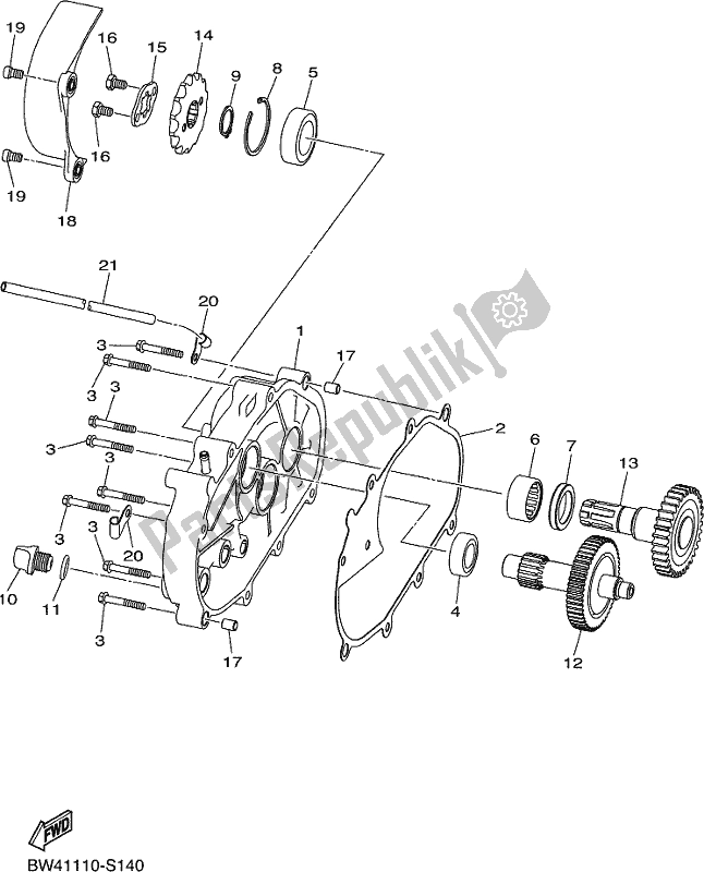 All parts for the Transmission of the Yamaha YFZ 50 YYX 2017