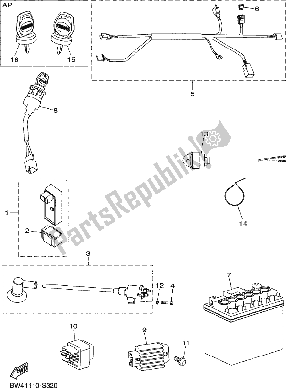 All parts for the Electrical 1 of the Yamaha YFZ 50 YYX 2018