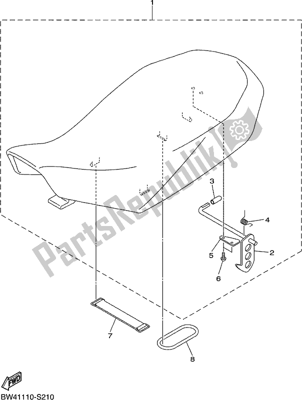 All parts for the Seat of the Yamaha YFZ 50 YYX 2018