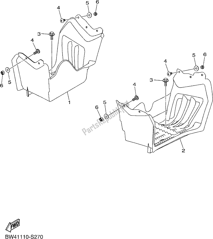 All parts for the Stand & Footrest of the Yamaha YFZ 50 YYX 2018