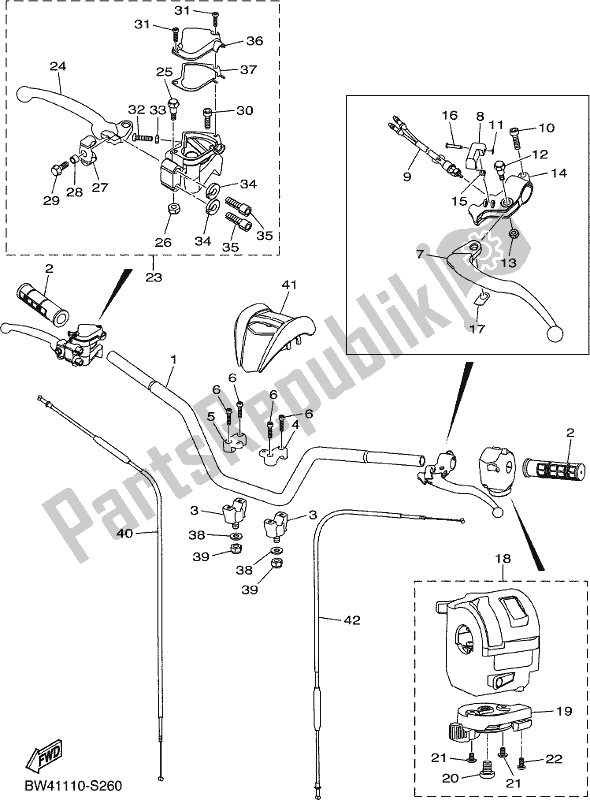 Wszystkie części do Uchwyt Kierownicy I Kabel Yamaha YFZ 50 YYX 2018