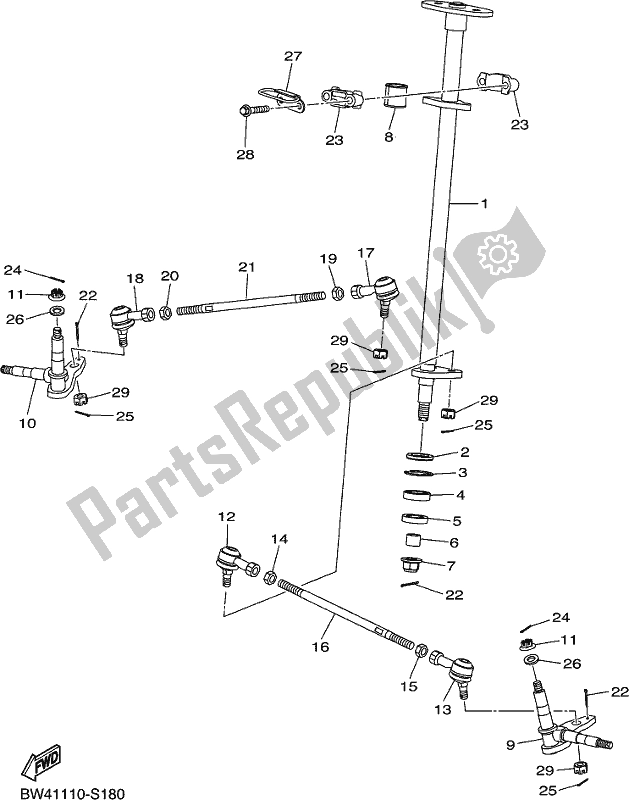 All parts for the Steering of the Yamaha YFZ 50 YYX 2018