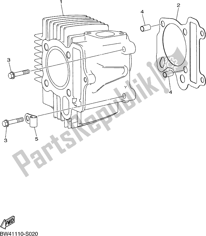 All parts for the Cylinder of the Yamaha YFZ 50 YYX 2019