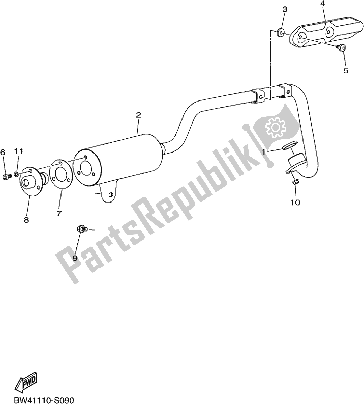 All parts for the Exhaust of the Yamaha YFZ 50 YYX 2019