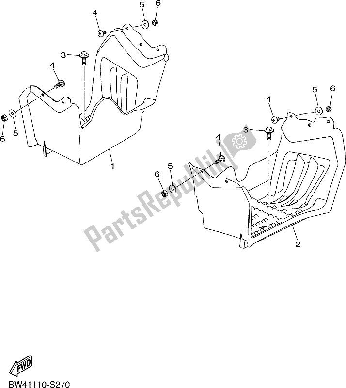 All parts for the Stand & Footrest of the Yamaha YFZ 50 YYX 2019