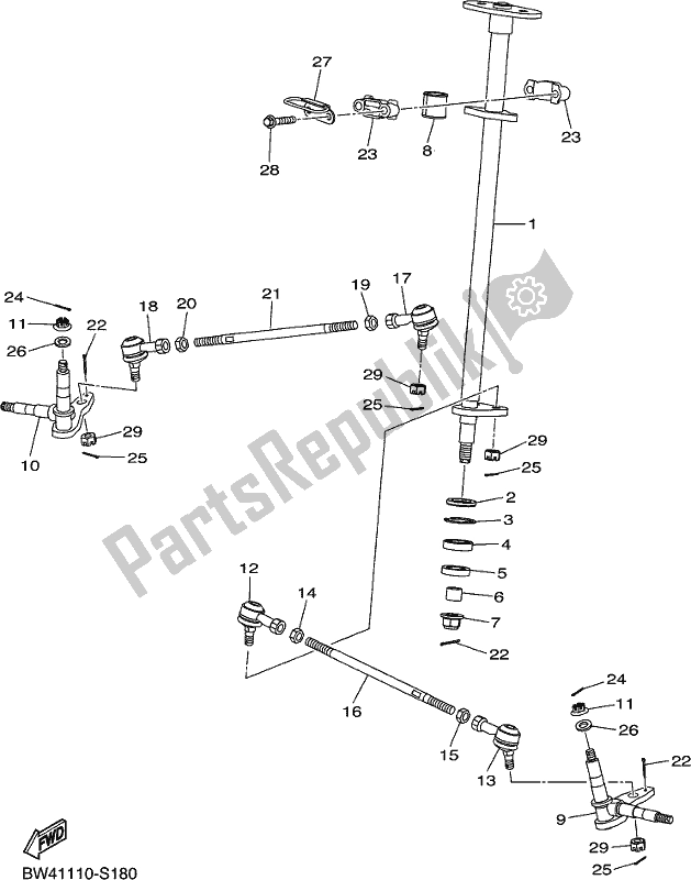 All parts for the Steering of the Yamaha YFZ 50 YYX 2019