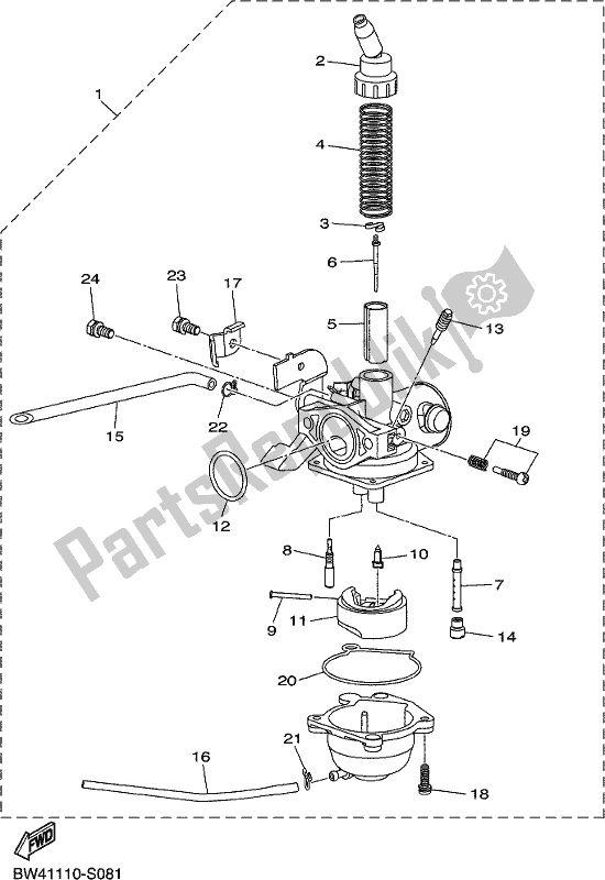 All parts for the Carburetor of the Yamaha YFZ 50 YYX 2020