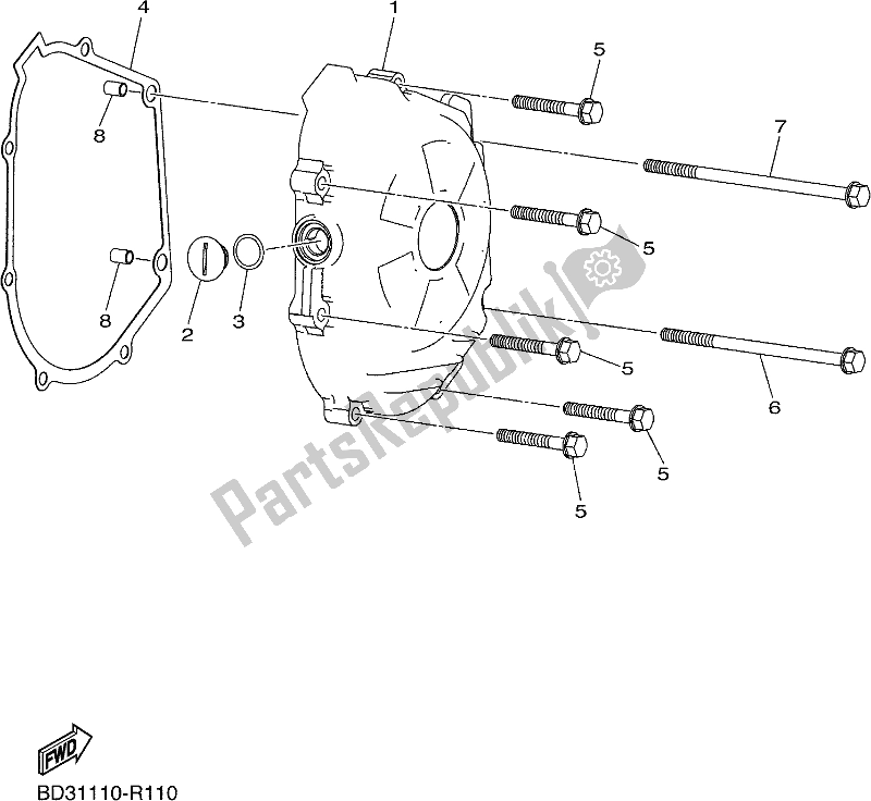 All parts for the Crankcase Cover 1 of the Yamaha YFZ 50 YYX 2020