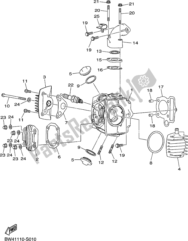 Todas as partes de Cabeça De Cilindro do Yamaha YFZ 50 YYX 2020