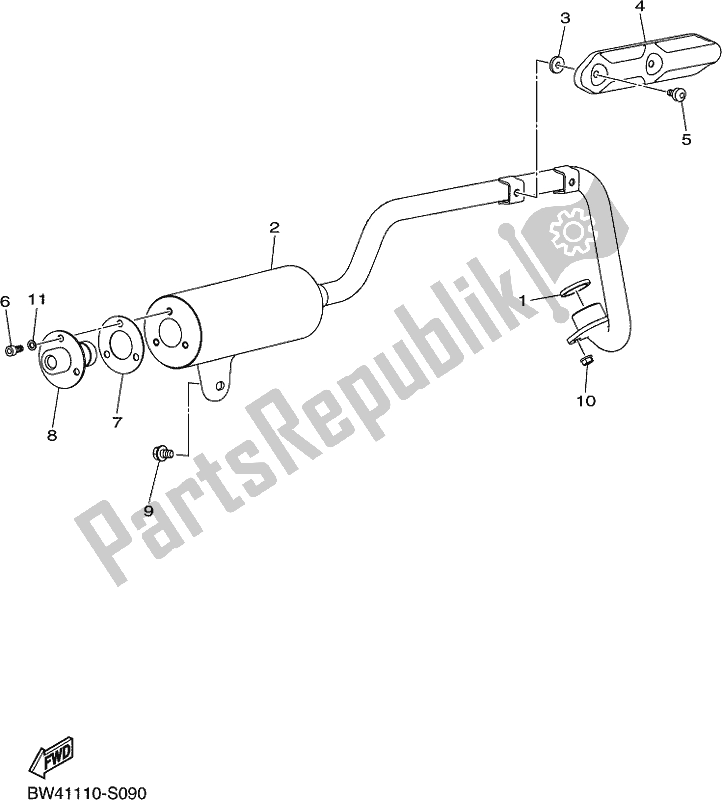 All parts for the Exhaust of the Yamaha YFZ 50 YYX 2020