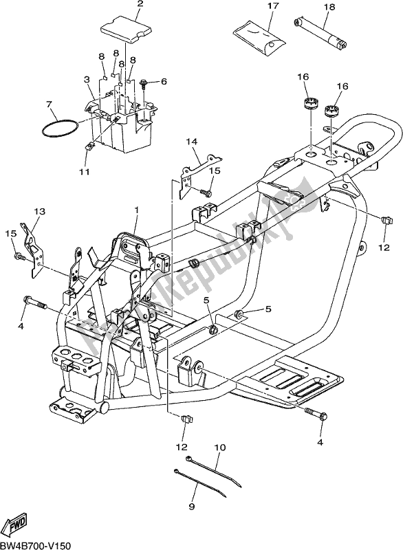 All parts for the Frame of the Yamaha YFZ 50 YYX 2020