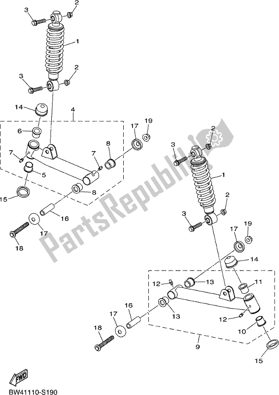 All parts for the Front Suspension & Wheel of the Yamaha YFZ 50 YYX 2020