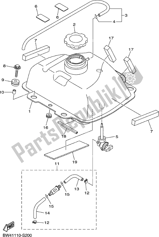 Tutte le parti per il Serbatoio Di Carburante del Yamaha YFZ 50 YYX 2020