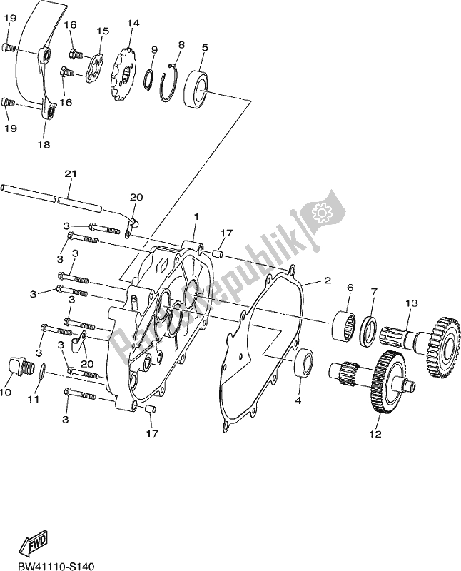 All parts for the Transmission of the Yamaha YFZ 50 YYX 2020