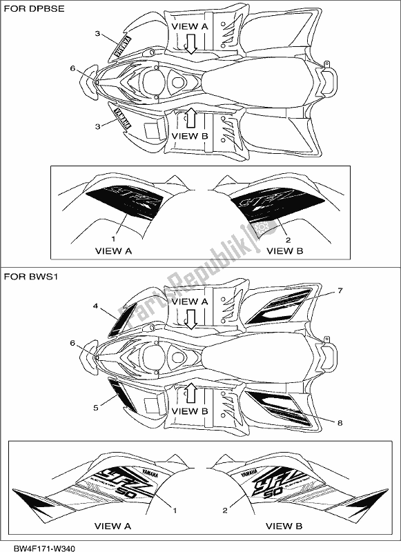 All parts for the Graphics of the Yamaha YFZ 50 YYX 2021